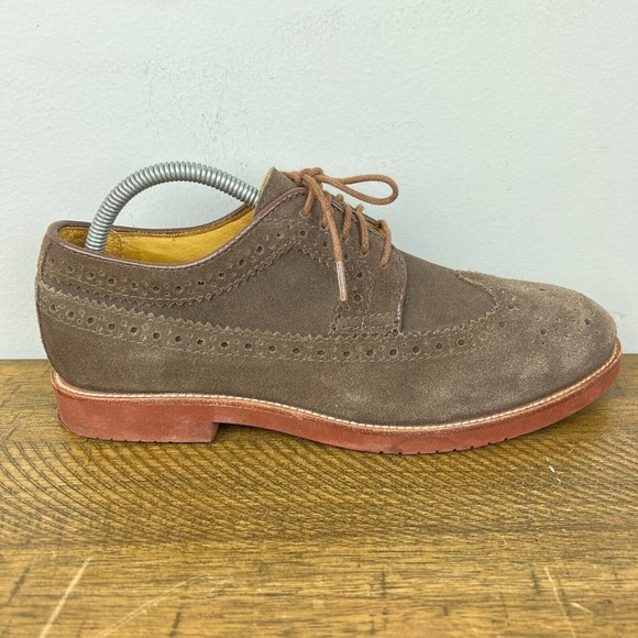Mercanti Fiorentini Shoes Mens 8.5 Brown Suede Leather Wing Tip Oxford Relax - Picture 4 of 13